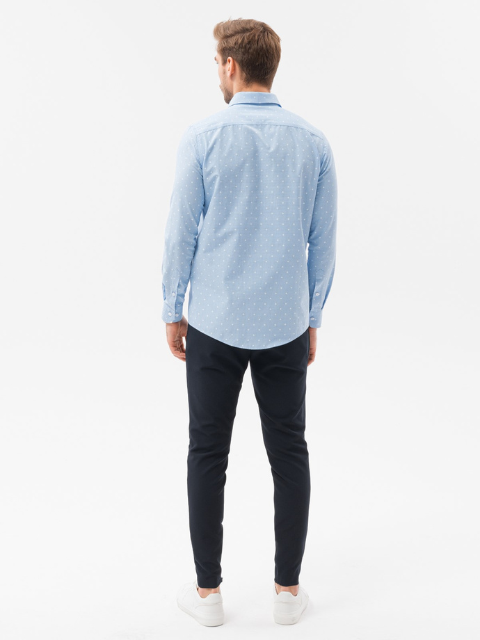Men's elegant shirt with long sleeves - light blue K463