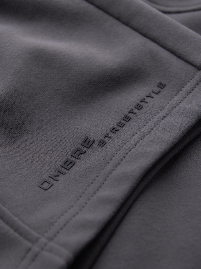 Fitted men's printed short sweat shorts - grey V3 OM-SRSK-0138