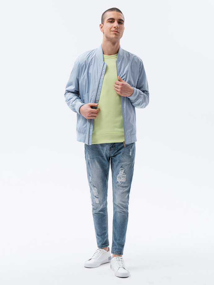 Men's mid-season bomber jacket - light blue C439
