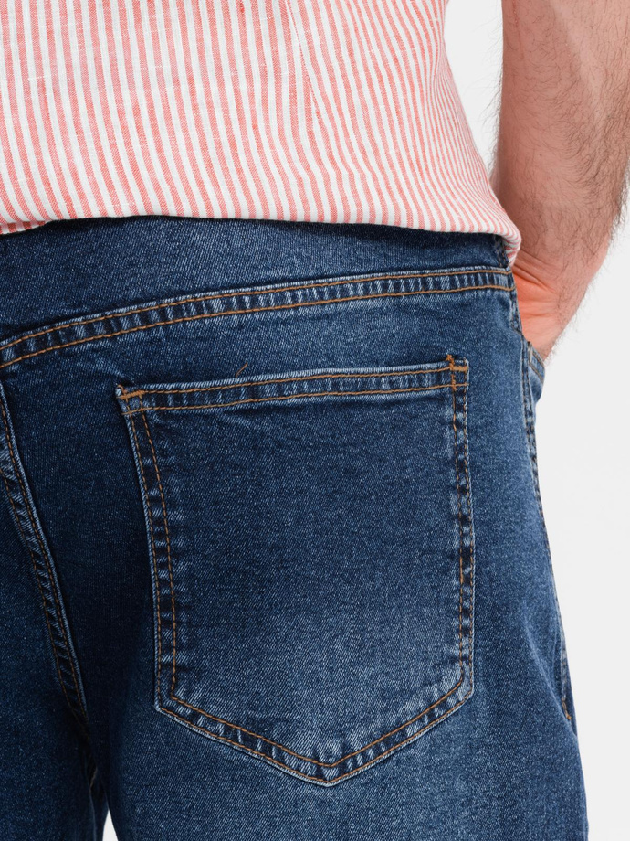 Męskie denimowe szorty o klasycznym kroju – ciemnoniebieskie V3 OM-SRDS-0171