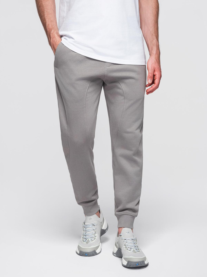 Męskie spodnie dresowe typu jogger - szare V8 OM-PABS-0173