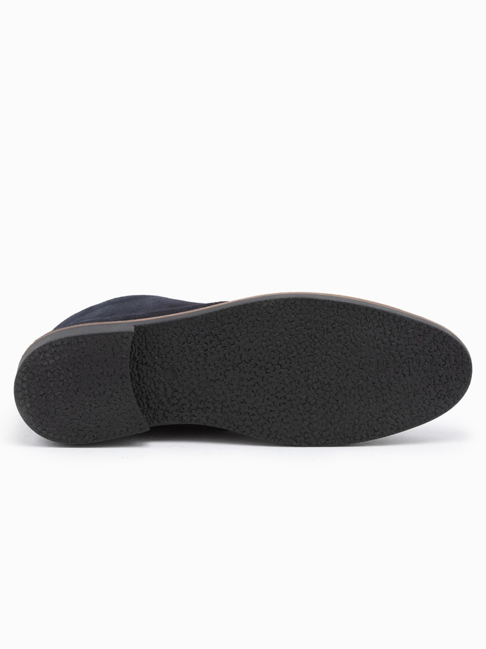 Buty męskie skórzane wiązane za kostkę - granatowe V3 OM-FOCS-0136