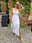 Strapless richelieu and lace maxi dress - DLR109 white