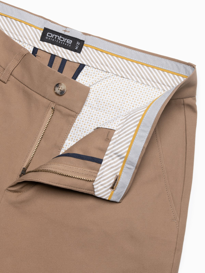 Men's SLIM FIT chino pants - light brown V2 OM-PACP-0186