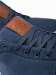 Men's high-top sneakers in cotton canvas - dark blue V1 OM-FOTH-0156