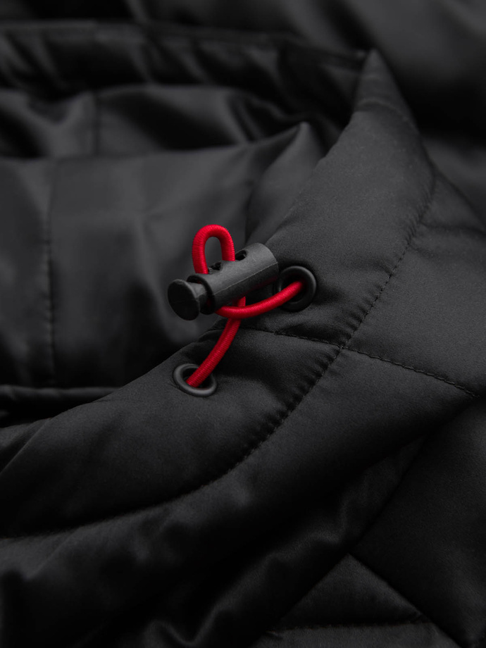 Lightly insulated quilted men's jacket with satin trim - black V2 OM-JALP-0180