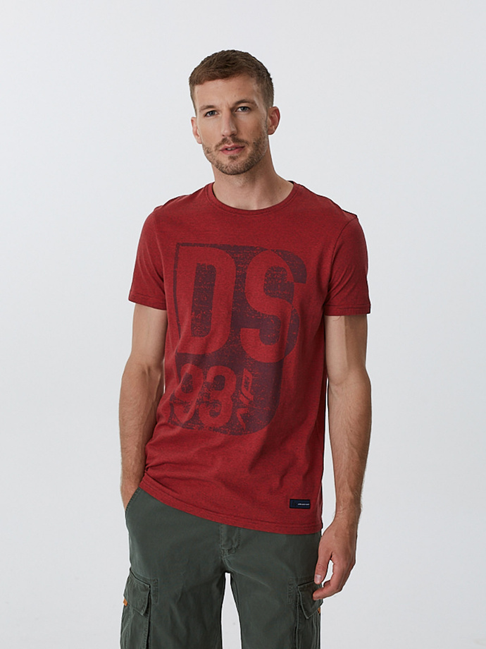 Men's printed T-shirt LAIRD VII S1813 - red melange