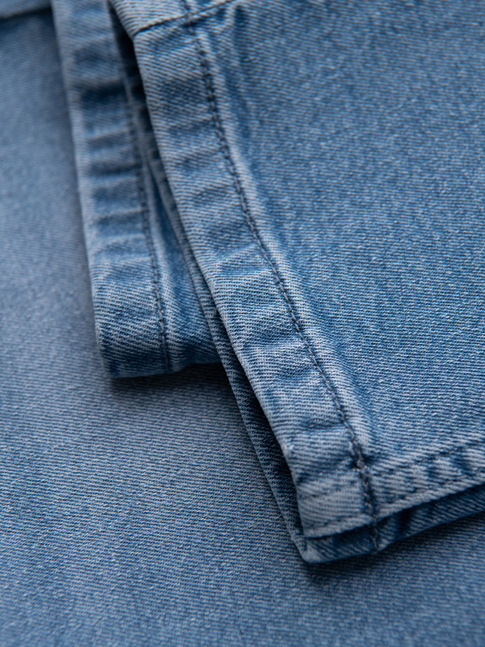CARROT men's denim pants with rubbing - light blue V1 OM-PADP-0253