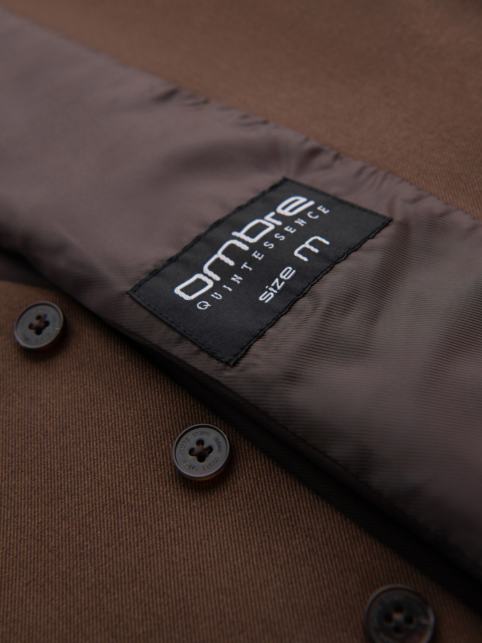 Men's suit vest with classic detailing and lining - brown V2 OM-BLZV-0142