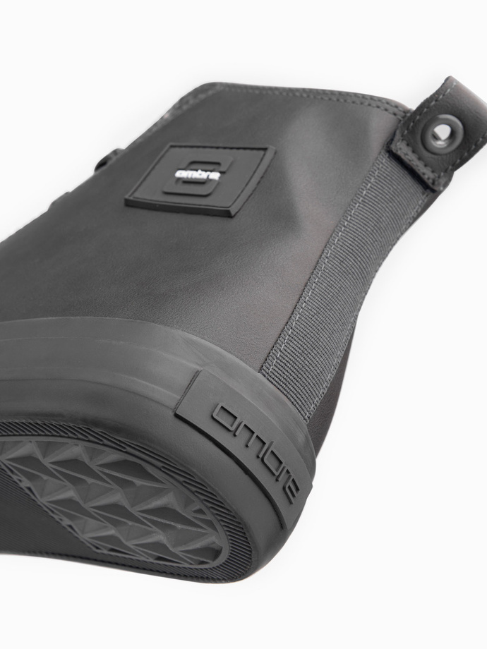 Męskie wysokie buty trampki z ozdobnym noskiem – szare V2 OM-FOTH-0157
