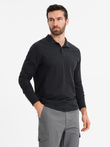 BASIC men's polo collar longsleeve - black V2 OM-POBL-0114