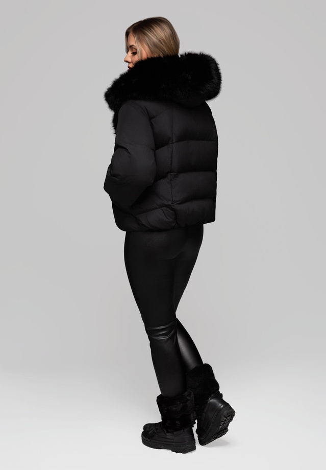 Women's insulated jacket with fur OW-JAHP-0102 v1 - black