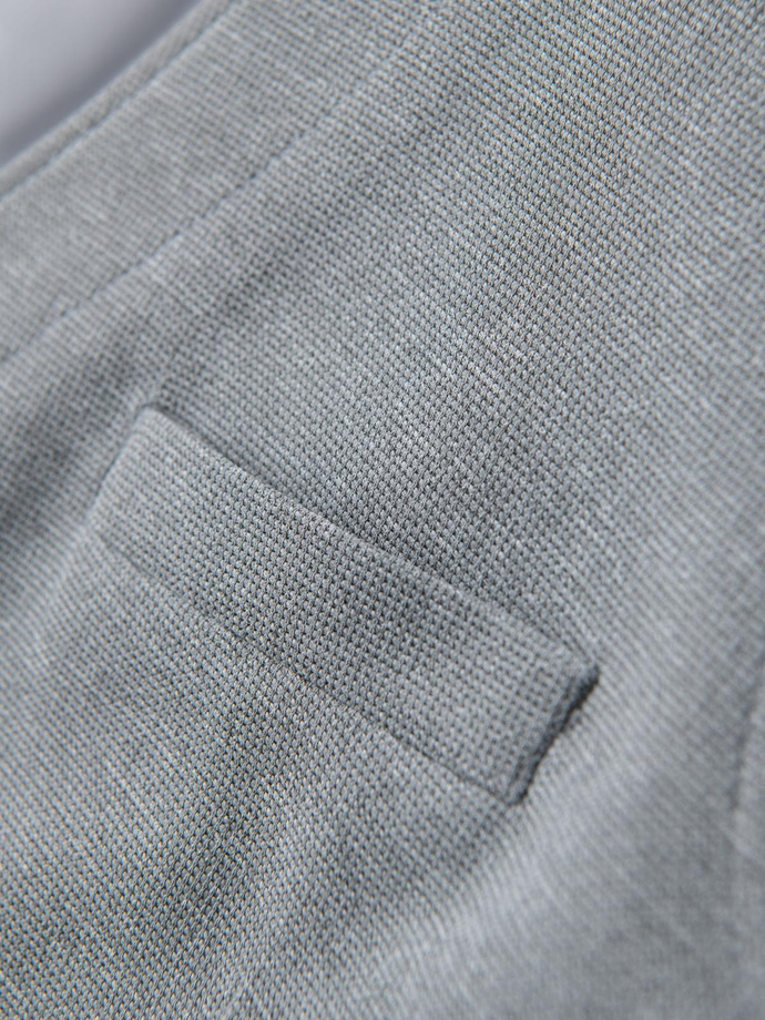 Fitted structured men's vest with patch pockets - grey melange V2 OM-BLZV-0146