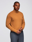 Men's knitted single-color turtleneck with viscose - camel V8 OM-SWTN-0101