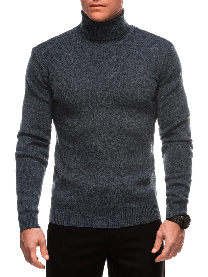 Men's turtleneck sweater E249 - navy blue