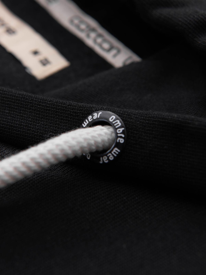 Męska bluza dresowa BASIC rozpinana z kapturem - czarna V5 OM-SSBZ-0178