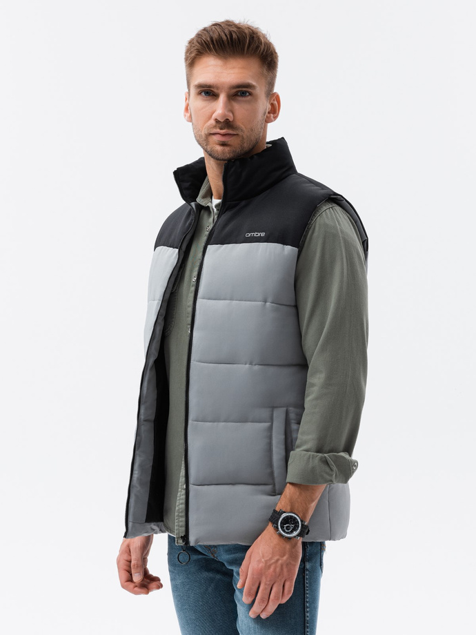 Men's quilted vest - grey V36