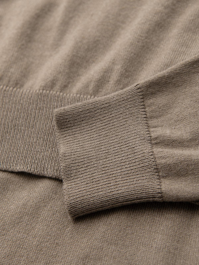 BASIC men's classic viscose sweater with round neckline - dark beige V15 OM-SWBS-0106