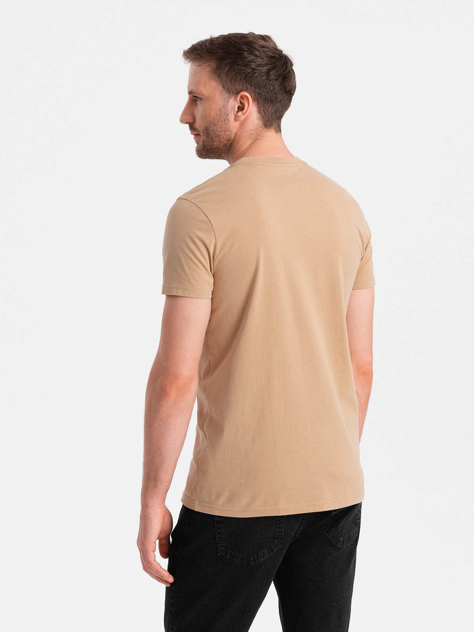 Men's cotton t-shirt with pocket print Ombre Streetstyle - sand V6 OM-TSCT-0108