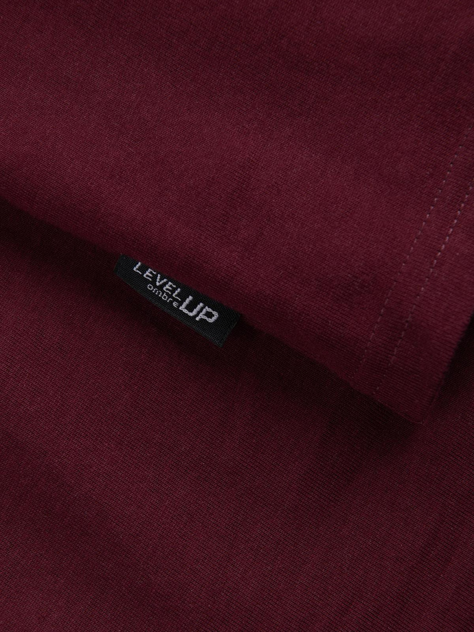 Men's cotton t-shirt with pocket print - maroon V2 OM-TSPT-0154