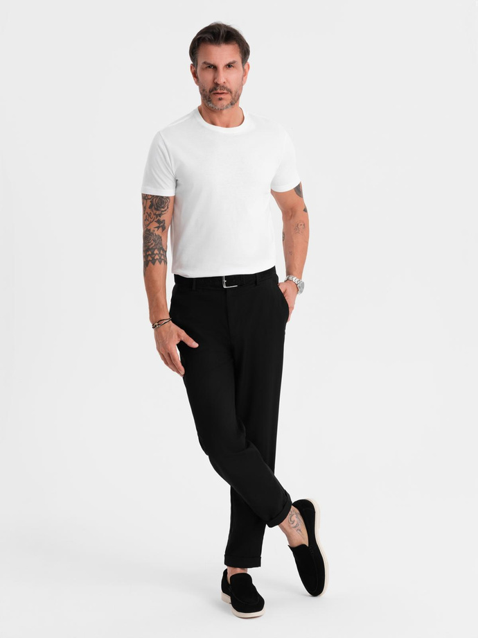 Men's BASIC classic cotton T-shirt - white V4 OM-TSBS-0236