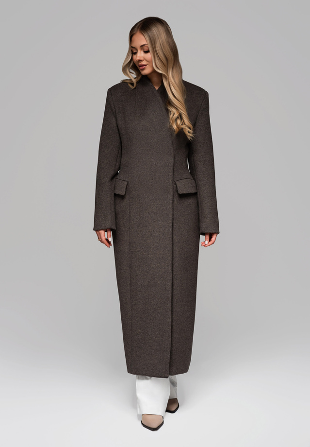 Men's minimalist coat with detachable vest - beige V1 OM-COLC-0139