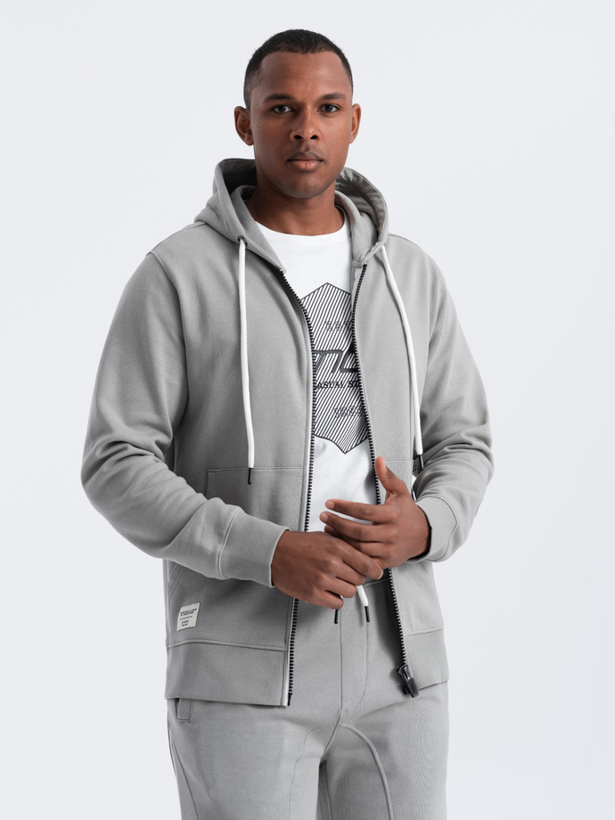 Men's sweatshirt set unbuttoned sweatshirt + jogger pants - gray V8 Z82