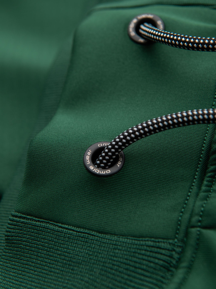 Men's sweatpants joggers with contrasting stripes - dark green V7 OM-PASK-0229