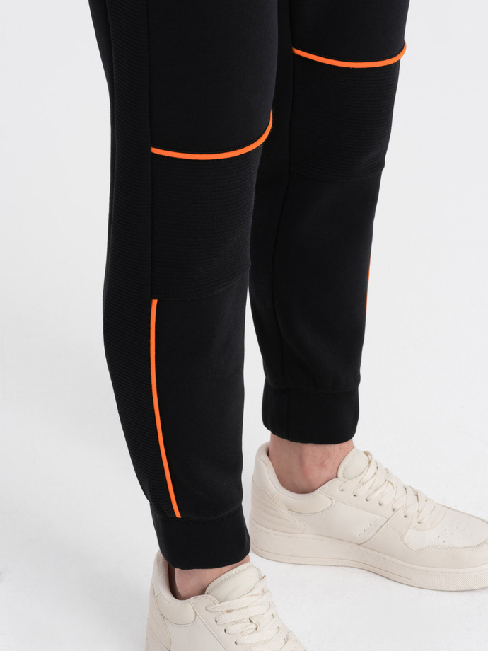 Men's sweatpants with contrast stitching - black V1 OM-PASK-0145