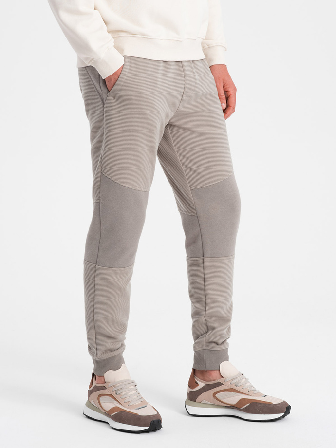 Men's sweatpants with ottoman fabric inserts - ash V4 OM-PASK-0127