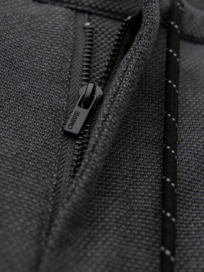 Men's knitted pants with elastic waistband - dark grey V2 OM-PACP-0116