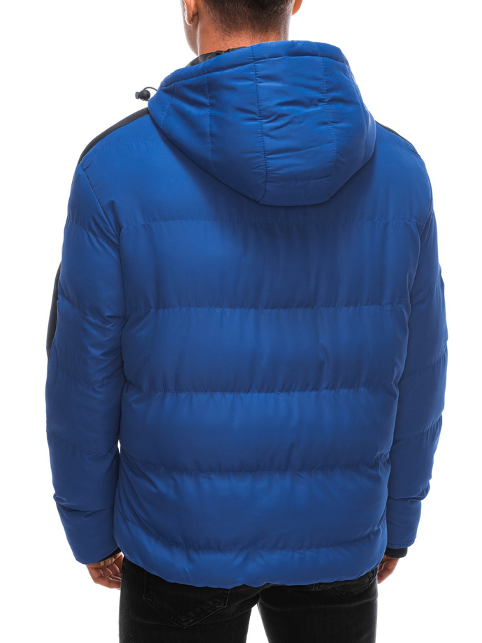 Men's quilted winter jacket - blue V3 EM-JAHP-0101