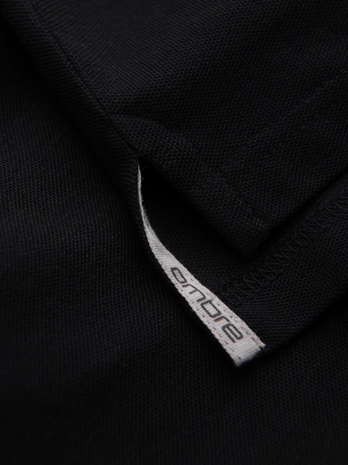 BASIC men's single color pique knit polo shirt - black V1 OM-POBS-0100