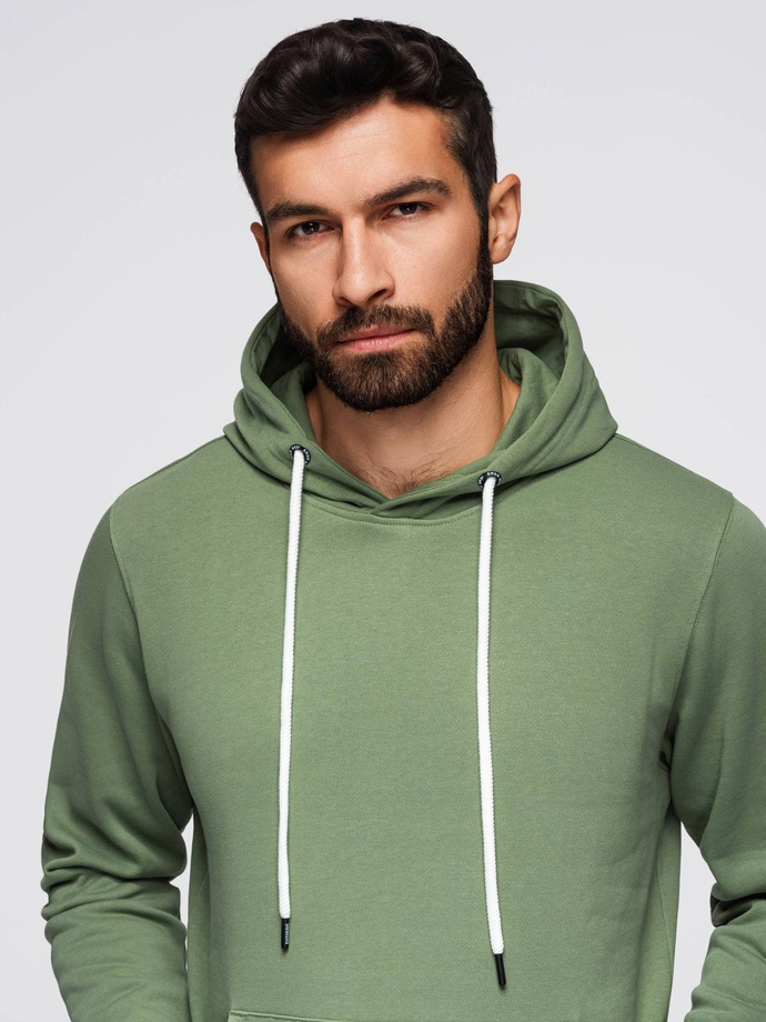 Men's kangaroo sweatshirt with hood - green V3 OM-SSBN-0177