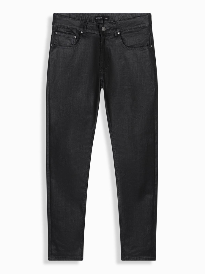 Men's waxed denim SLIM FIT pants - black V3 OM-PADP-0149