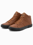 Men's ankle sneakers with contrasting sole - camel V5 OM-FOTH-0124