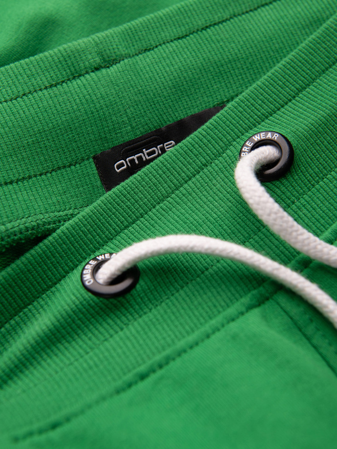 Męskie szorty dresowe z zaokrągloną nogawką - zielone V4 OM-SRSK-0105