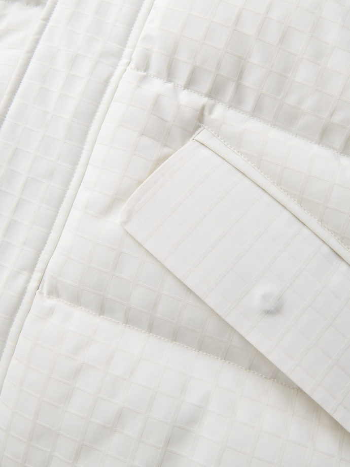 Męska długa kurtka parka ze strukturalnej tkaniny – biała V1 OM-JALJ-0201