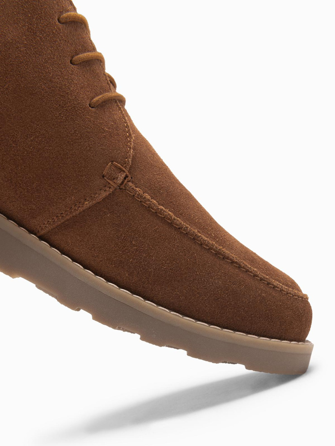 Men's suede ankle boots with thick sole - brown V2 OM-FOCS-0164