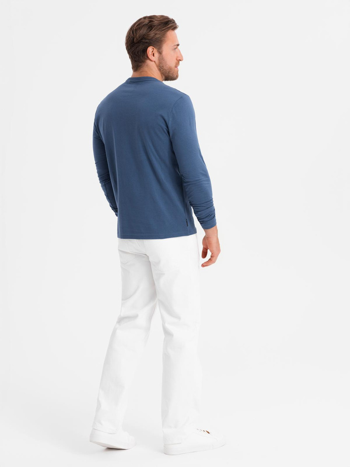 Men's collegiate style printed longsleeve - blue V2 OM-LSPT-0117