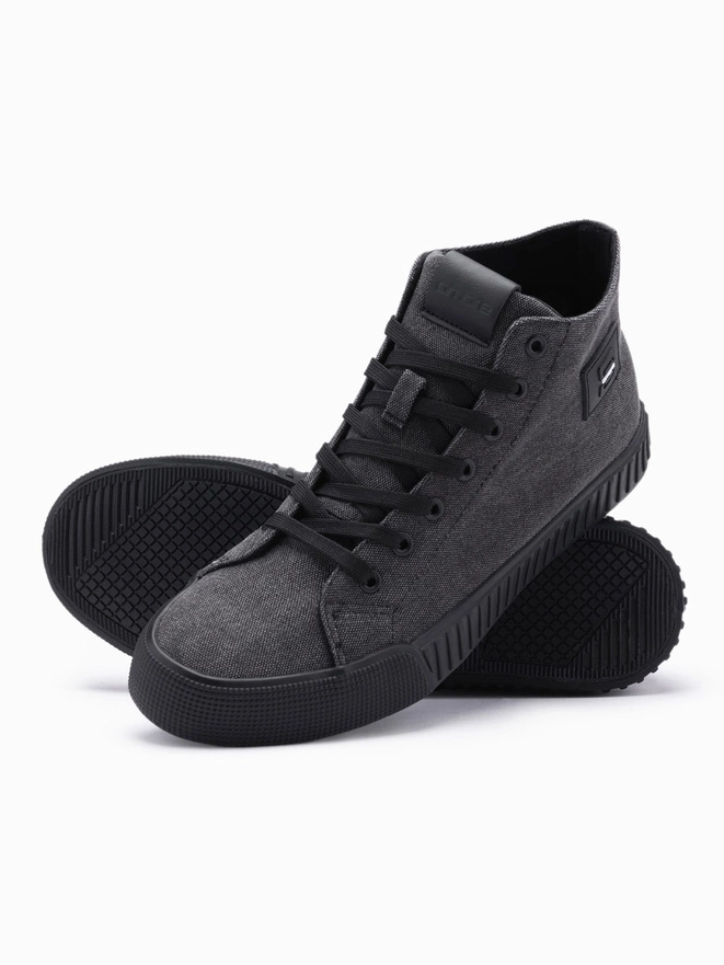 Męskie buty trampki canvas z wysoką cholewką – czarne V1 OM-FOTH-0186