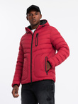 Men's quilted sports jacket with contrasting zipper - red V8 OM-JALP-0179
