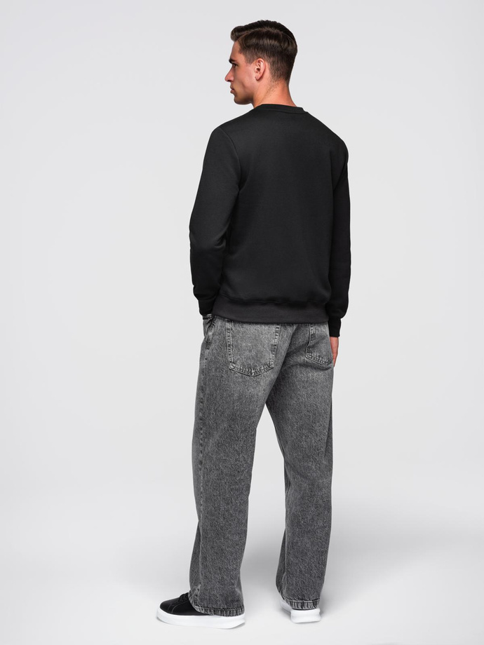 Classic men's sweatshirt with inscription - black V4 B1711