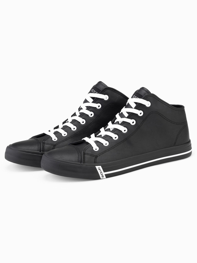 Contrasting men's sneakers with raised upper - black V1 OM-FOTH-0121