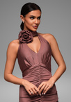 LA-OM-DLR083 Regular Fit raspberry evening dress