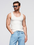 Men's cotton basic t-shirt with straps - white V1 OM-TSBT-0239