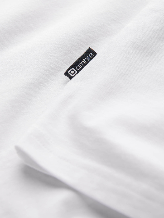 Men's V-NECK T-shirt with elastane - white V1 OM-TSCT-0106