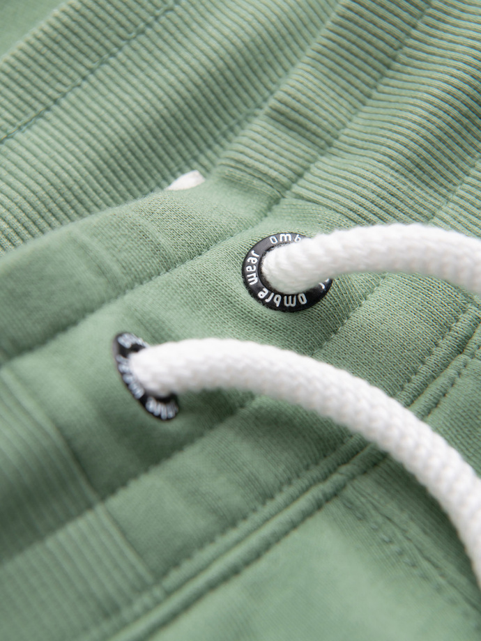 Men's knit shorts with drawstring and pockets - green V3 OM-SRBS-0139