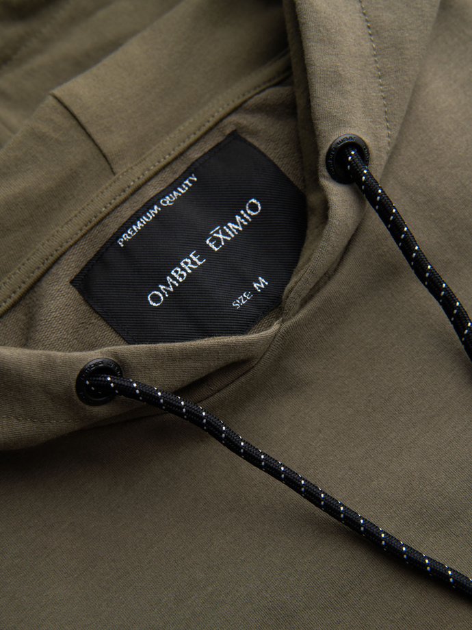 Męski komplet dresowy bluza z kapturem + spodnie dresowe - oliwkowy V4 Z107