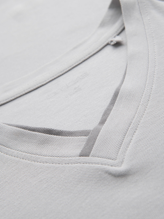 Men's T-shirt with contrasting inserts and crew neckline - light grey V4 OM-TSCT-0198